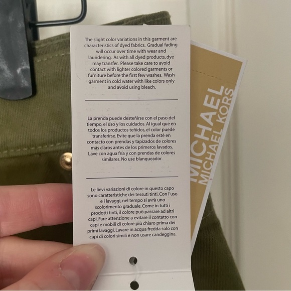 Michael Kors Smoky Olive Denim Jean Gold Button Front Midi Skirt SZ 6 NWT $110 - Picture 8 of 14